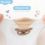 Combo 4 đôi tất (4-12m) cho bé trai bé gái chất liệu cotton hoạ tiết xinh xắn cho bé Monebebé