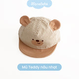 Mũ lưỡi trai (40-47cm) cho bé Teddy Bear Cap mũ vành che nắng cho bé có nấc điều chỉnh size vòng đầu Monebebé
