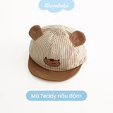Mũ lưỡi trai (40-47cm) cho bé Teddy Bear Cap mũ vành che nắng cho bé có nấc điều chỉnh size vòng đầu Monebebé